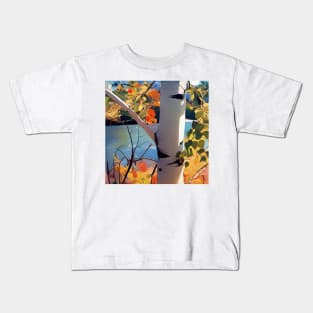 Birch Tree by A River Kids T-Shirt